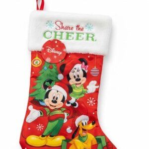 Disney Mickey Minnie Pluto Christmas Stocking Share the Cheer